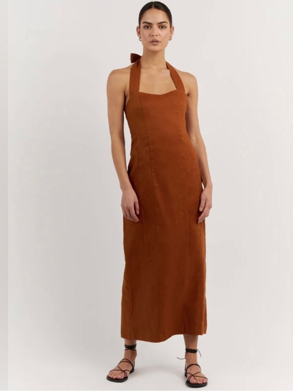 DISSH Willow Tobacco Halter Long Dress Linen Size 8 NWT Sleeveless
